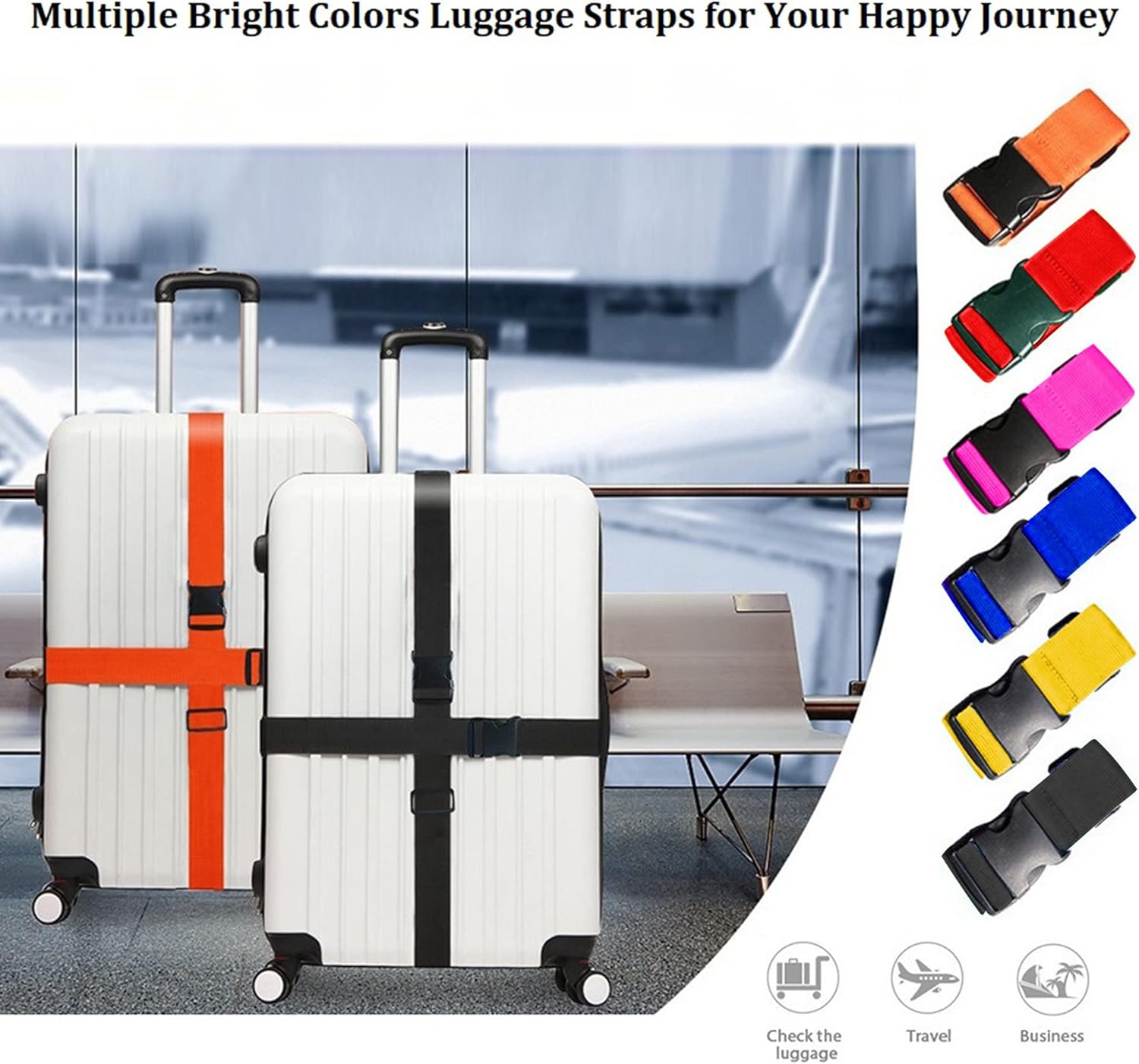 Luggage Strap Belt - 2er-Pack verstellbare Gepäckgurte in leuchtenden Farben,