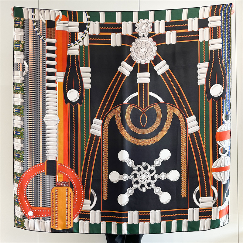 Travel Accessories For Women - Seidenschal mit Satteldruck, Luxus-Designer, handgerollte Kanten,
