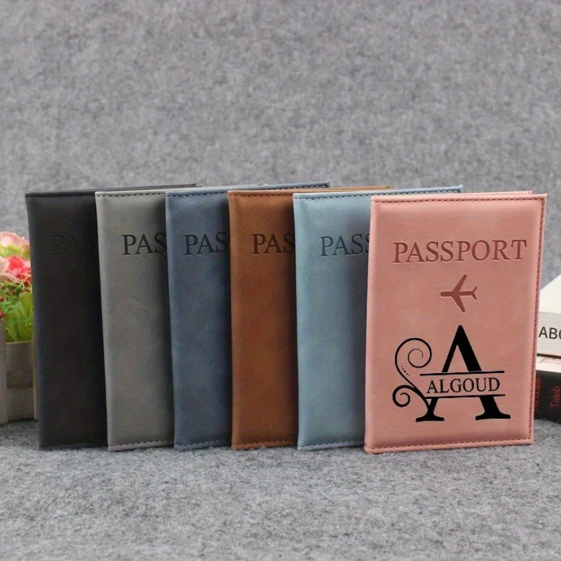 Travel Accessories Gifts For Her - Personalisierter Reisepasshalter aus Kunstleder mit Initialen,