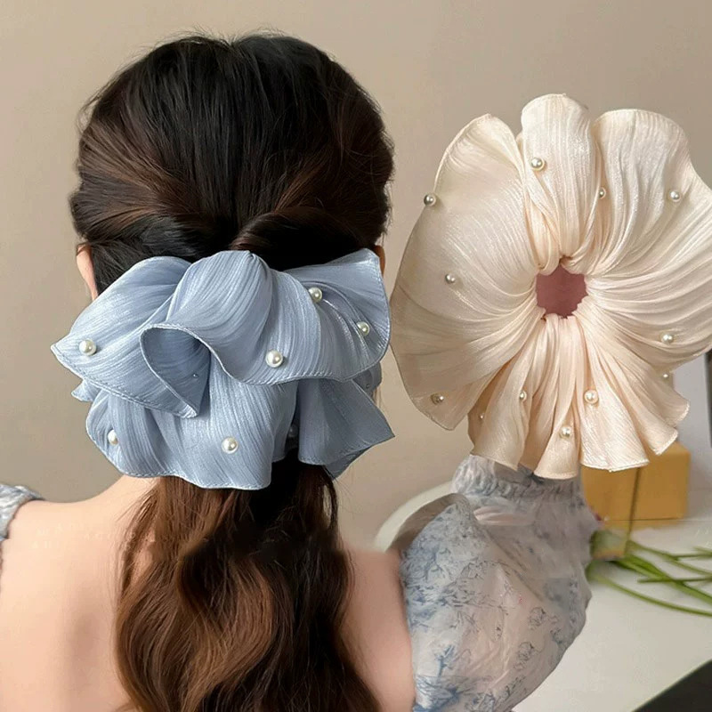 Travel Accessories High End - Hochwertiges Super Fairy Imitationsperlen-Mesh-Stirnband mit plissierter