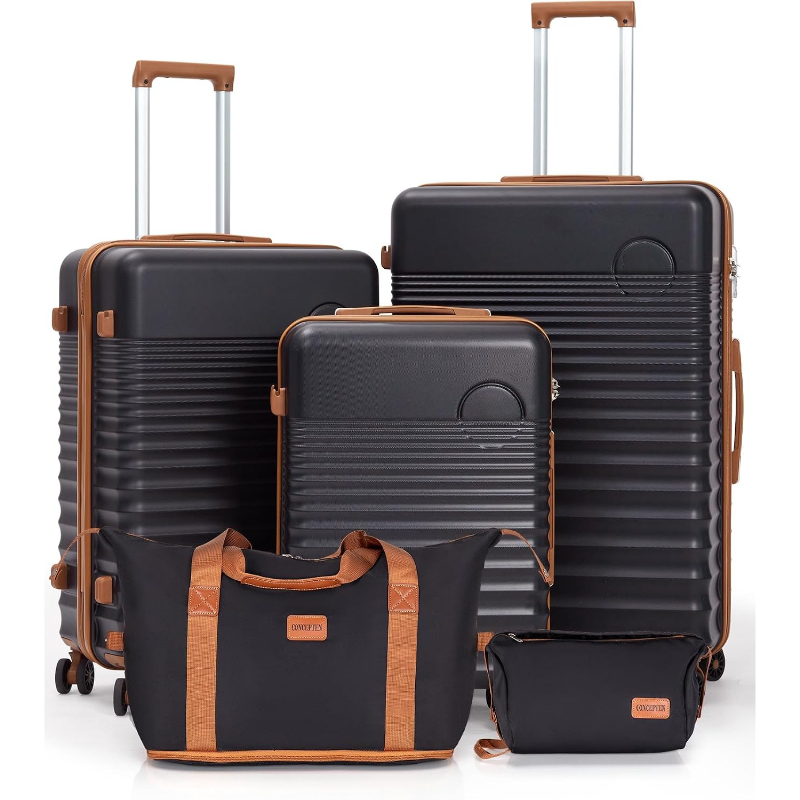 Travel Lock Tsa Approved - 5-teiliges Hartschalen-Kofferset aus ABS/PC mit Rollen,