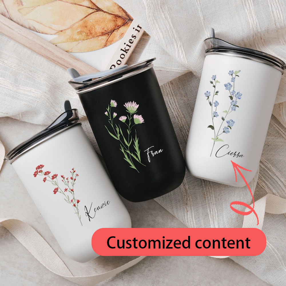 Travel Accessories Gifts - Personalisierter Edelstahlbecher mit roten Wildblumen, personalisierter