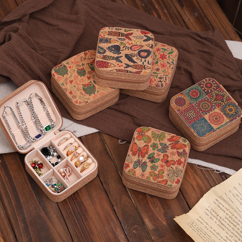 Travel Accessories High End - Hochwertige Retro-Holzmaserung Bedruckte Tragbare Reisezubehör-Aufbewahrungsbox Multifunktionale