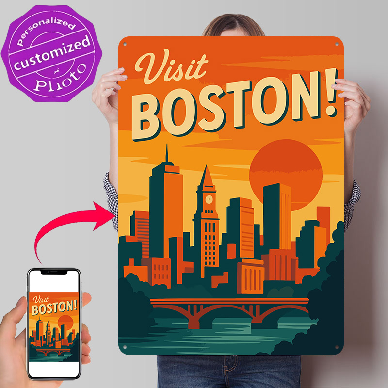 Travel Accessories For Europe - Boston Vintage Reise-Metallposter, perfektes Geschenk für
