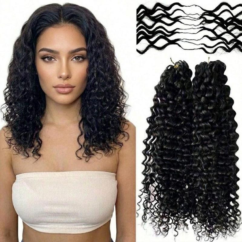 Travel Accessories For Women - Wasserwellen-Synthetikfeder-Häkelhaarverlängerungen, 16 Zoll, 50 Stränge, unsichtbare